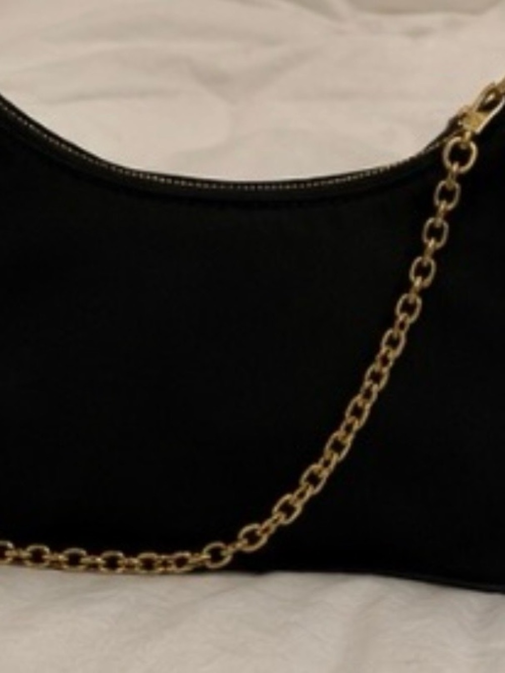Prada Black Nylon Crossbody with Gold Chain - Picture 3 of 4
